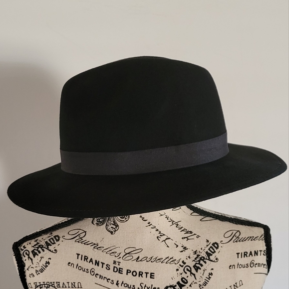 J. Crew 100% Felt Wool Fedora Hat Black Coastal Cowgirl Western Streetwear NEW main image 6